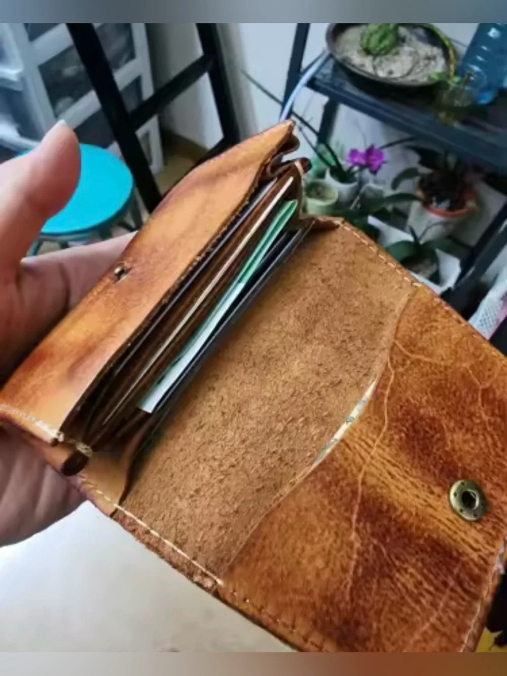 Genuine Leather Snap Wallet in Cognac Brown Good Quality Vintage Brand New!
